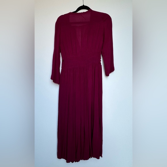Free People Midi Dress - Maroon - size Small - Picture 5 of 6